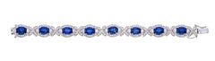 14K White Gold Oval Sapphire & Diamond Cluster Bracelet (13.50 ct)