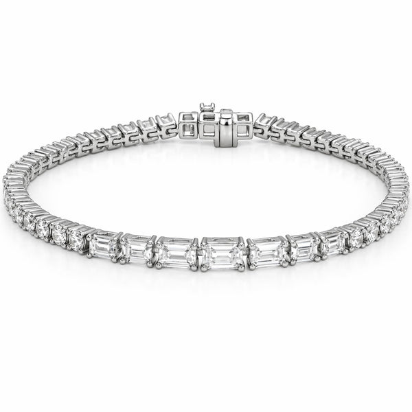Dainty Baguette Diamond Tennis Bracelet set in 14k Gold