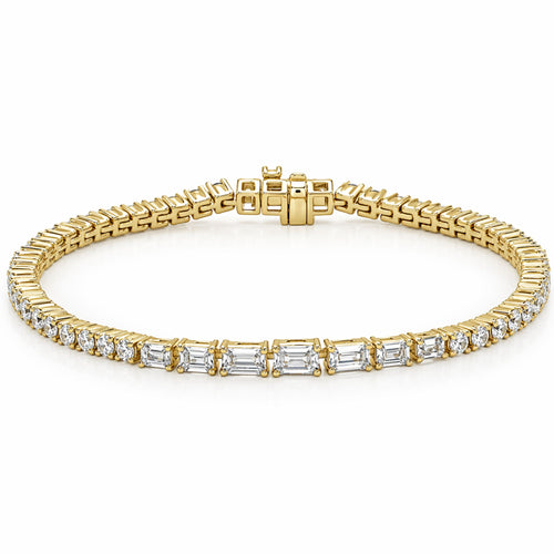 Dainty Baguette Diamond Tennis Bracelet set in 14k Gold - BDW10002