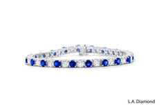 14K White Gold Diamond and Sapphire Bracelet (7.85 ct Diam / 6.75 ct Sap)