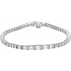 Dainty Baguette Diamond Tennis Bracelet set in 14k Gold