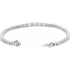 Dainty Baguette Diamond Tennis Bracelet set in 14k Gold
