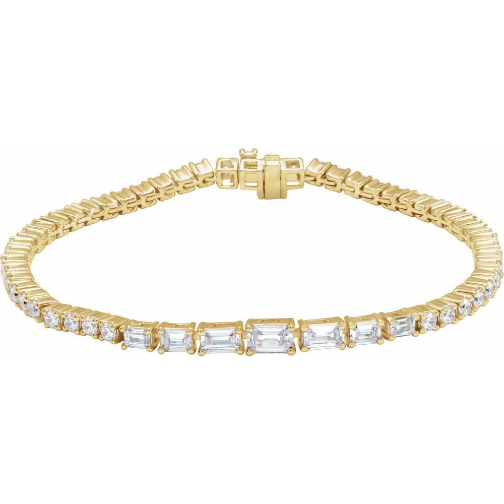 Dainty Baguette Diamond Tennis Bracelet set in 14k Gold