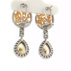 Fancy Yellow Diamond Drop Earring Set in 14k White Gold