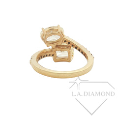 Fancy Yellow Diamond Toi et Moi Ring in 14K Yellow Gold | 2-Stone Engagement | Pave Accent Diamonds | 3.80ct Designer Statement