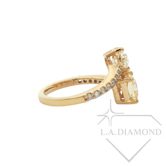 Fancy Yellow Diamond Toi et Moi Ring in 14K Yellow Gold | 2-Stone Engagement | Pave Accent Diamonds | 3.80ct Designer Statement