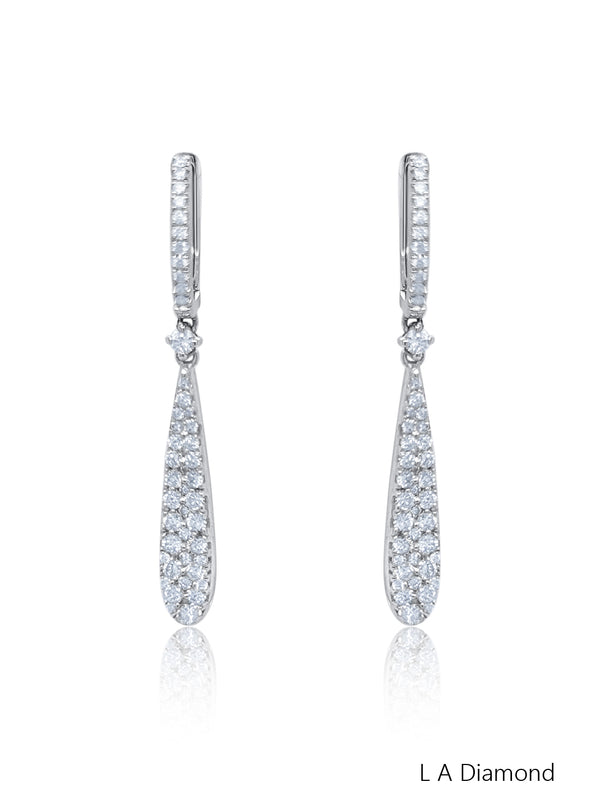 18K White Gold Round Diamond Stud Earrings (0.95 ct) - LA DIAMOND