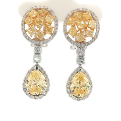 Fancy Yellow Diamond Drop Earring Set in 14k White Gold