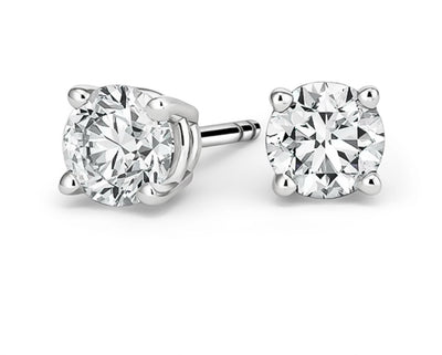 14K White Gold Round Diamond Stud Earrings (2.05 cttw)