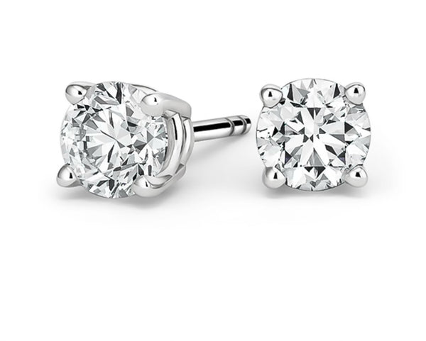 14K White Gold Round Diamond Stud Earrings (2.05 cttw) - LA DIAMOND