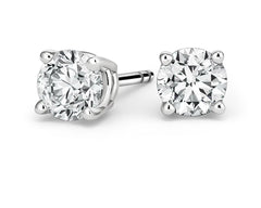 14K White Gold Round Diamond Stud Earrings (2.05 ct)