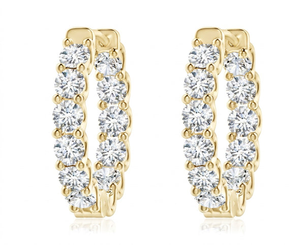 14k White Gold Diamond Round Cut Huggie Earring 6.36c - ED225
