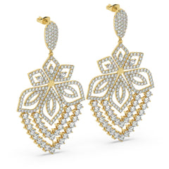 18K White Gold Round Diamond Chandelier Earrings (6.25 ct)