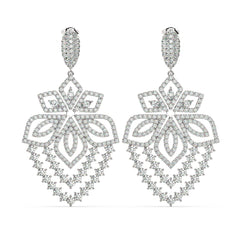 White Gold Diamond Oval Cut Drop Earring