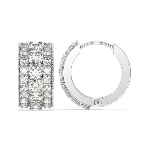 14k White Gold Diamond Round Cut Hoop Earring 1.92c - LA DIAMOND