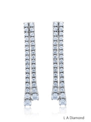 14K White Gold Round Cut Diamond Drop Earrings (4.48 ct)