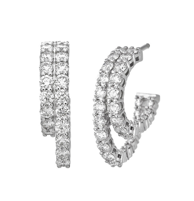 14k White Gold Diamond Round Cut Earring 2.30c - LA DIAMOND