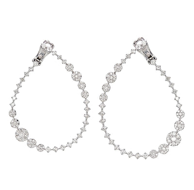 18K White Gold Round Diamond Hoop Earrings (3.01 ct)