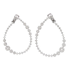 18K White Gold Round Diamond Hoop Earrings (3.01 ct)