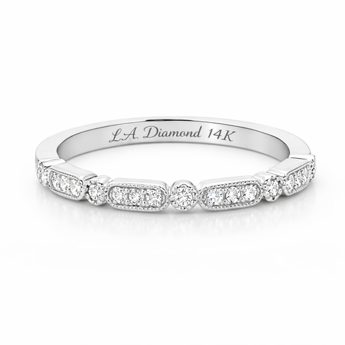 14K White Gold Vintage-Style Diamond Eternity Band (1.00 ct tw) - LA DIAMOND