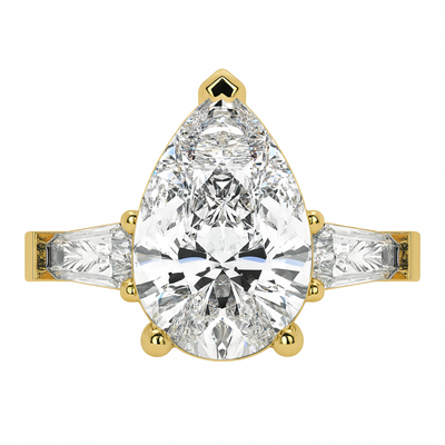 14K White Gold Pear & Baguette Cut Diamond 3-Stone Engagement Ring (2.5 ct)