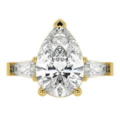 2.5ct Pear & Baguette Cut Diamond 3-Stone Engagement Ring