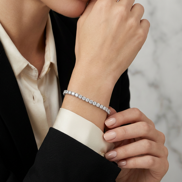 Classic Round Brilliant Cut Diamond Tennis Bracelet Set in 14k Gold