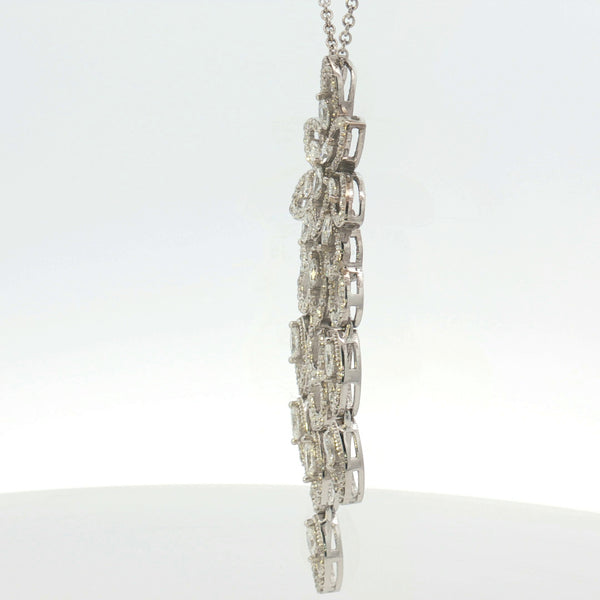 Floral Drop Diamond Pendant Necklace in 14K White Gold | Diamond By the Yard | 5.41ct Statement Necklace - LA DIAMOND