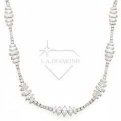 14K White Gold Marquise & Round Diamond Tennis Necklace | 6.72ctw | Luxury Statement Necklace 17.30g