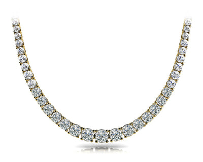 Classic 15 Carat Round Diamond Tennis Necklace in 14k Gold - All same size Diamonds