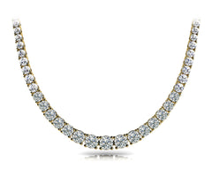Classic 15 Carat Round Diamond Tennis Necklace in 14k Gold - All same size Diamonds