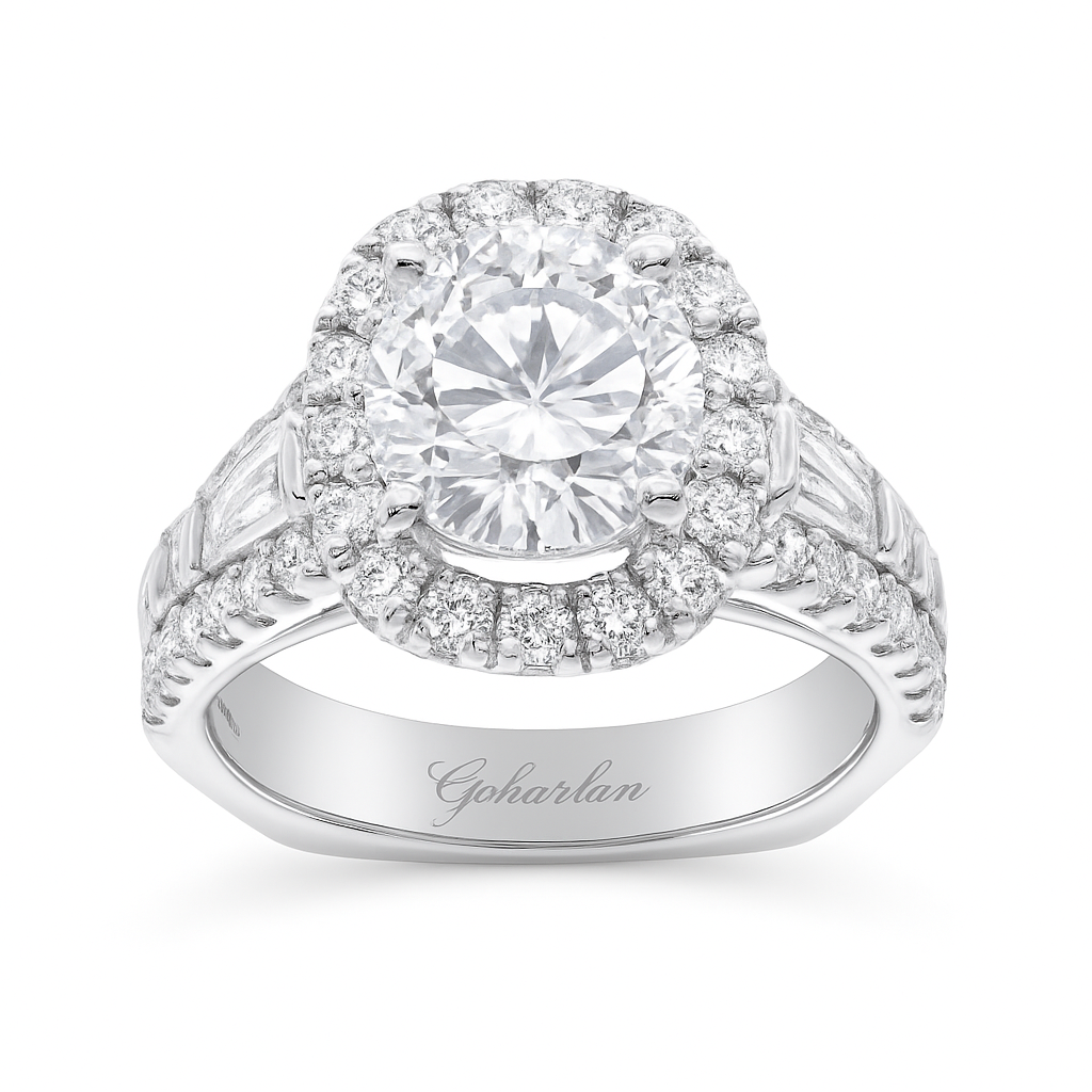 Round Brilliant Cut Lab-Grown Diamond with Split Shank Engagement Ring