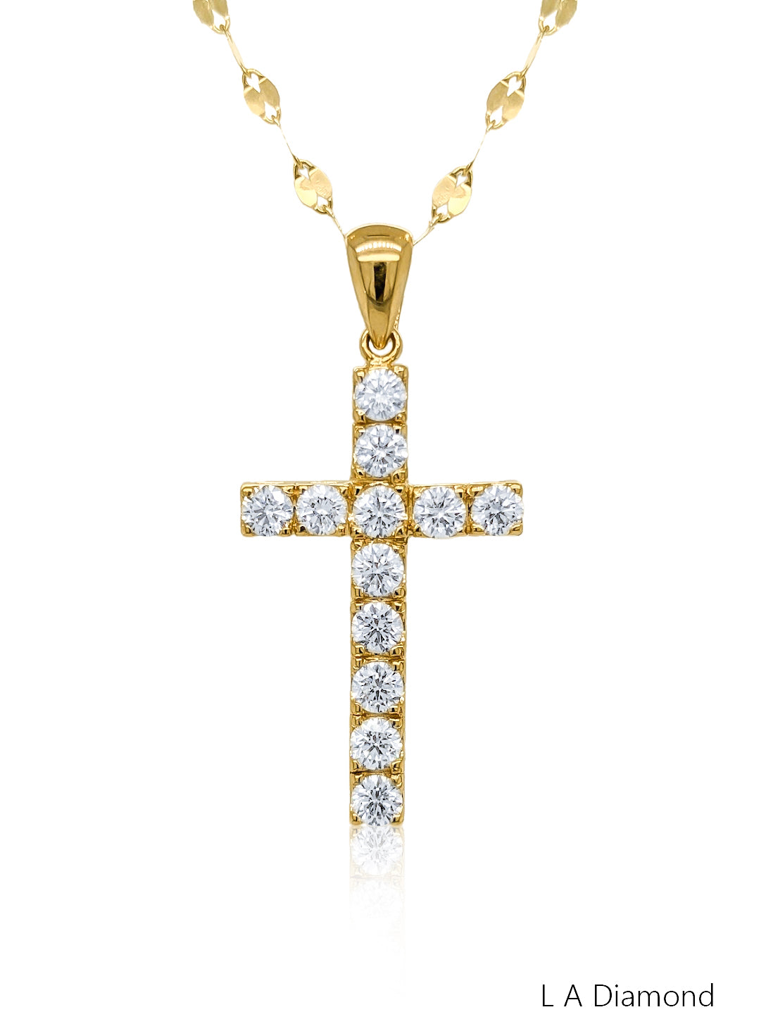 14K Yellow Gold Diamond Cross Pendant (2.35 ct)