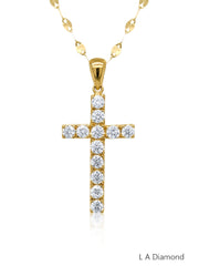 14K Yellow Gold Diamond Cross Pendant (2.35 ct)