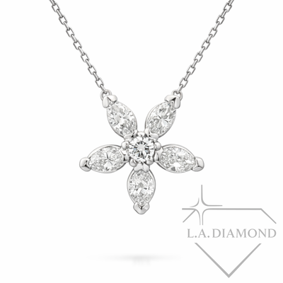 14K White Gold Diamond Flower Pendant (1.80 ctw)