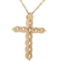 14K Yellow Gold Diamond Cross Pendant Necklace – 3.09ct Natural Round Diamonds, 3.24g | Fine Religious Jewelry