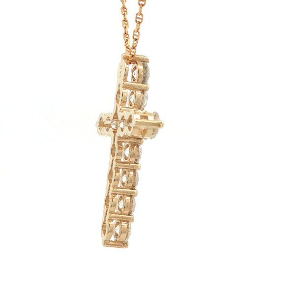 14K Yellow Gold Diamond Cross Pendant Necklace – 3.09ct Natural Round Diamonds, 3.24g | Fine Religious Jewelry - LA DIAMOND