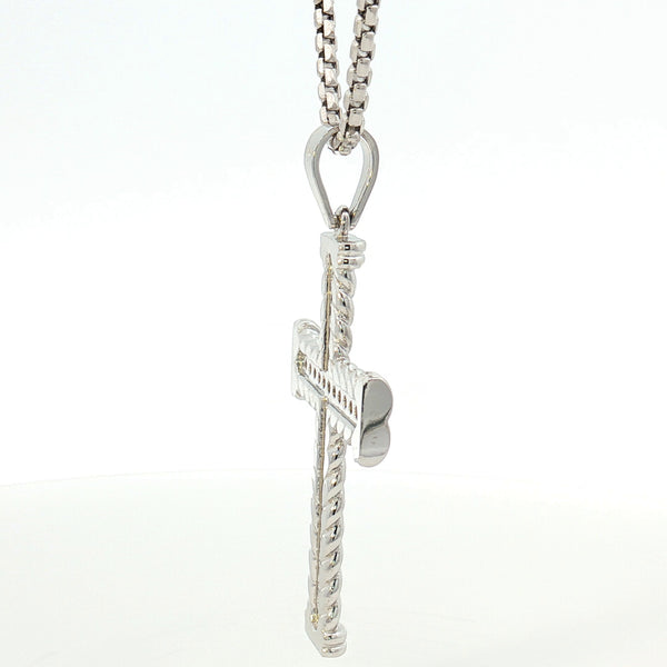 14K Gold Twisted Rope Diamond Cross Pendant