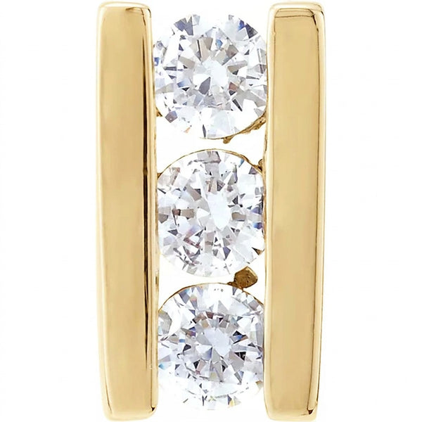 14K White Gold 1/4 CTW Three-Stone Channel-Set Diamond Pendant - PDW10009