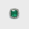 14K White Gold Diamond & Emerald Princess-Cut Ring (1.86 ct + 7.31 ct)