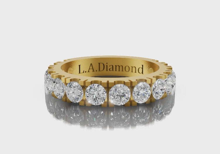 2.5ct Round Cut Diamond Half Eternity Wedding Band - Set in 14k Gold