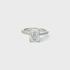1ct Emerald Cut  Solitaire Diamond with Hidden Halo Engagement Ring