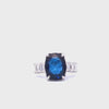 14K White Gold Diamond & Blue Sapphire Emerald-Cut Ring (0.30 ct + 6.32 ct)