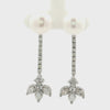 14K White Gold Pearl & Diamond Drop Earrings – Long Diamond Dangle Earrings