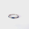 14K White Gold Blue Sapphire & Diamond Band Ring