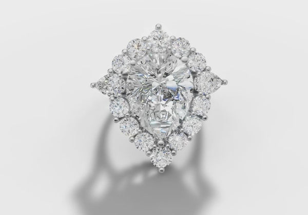 14K Gold 2 ct Pear Cut Diamond Classic Cocktail Ring