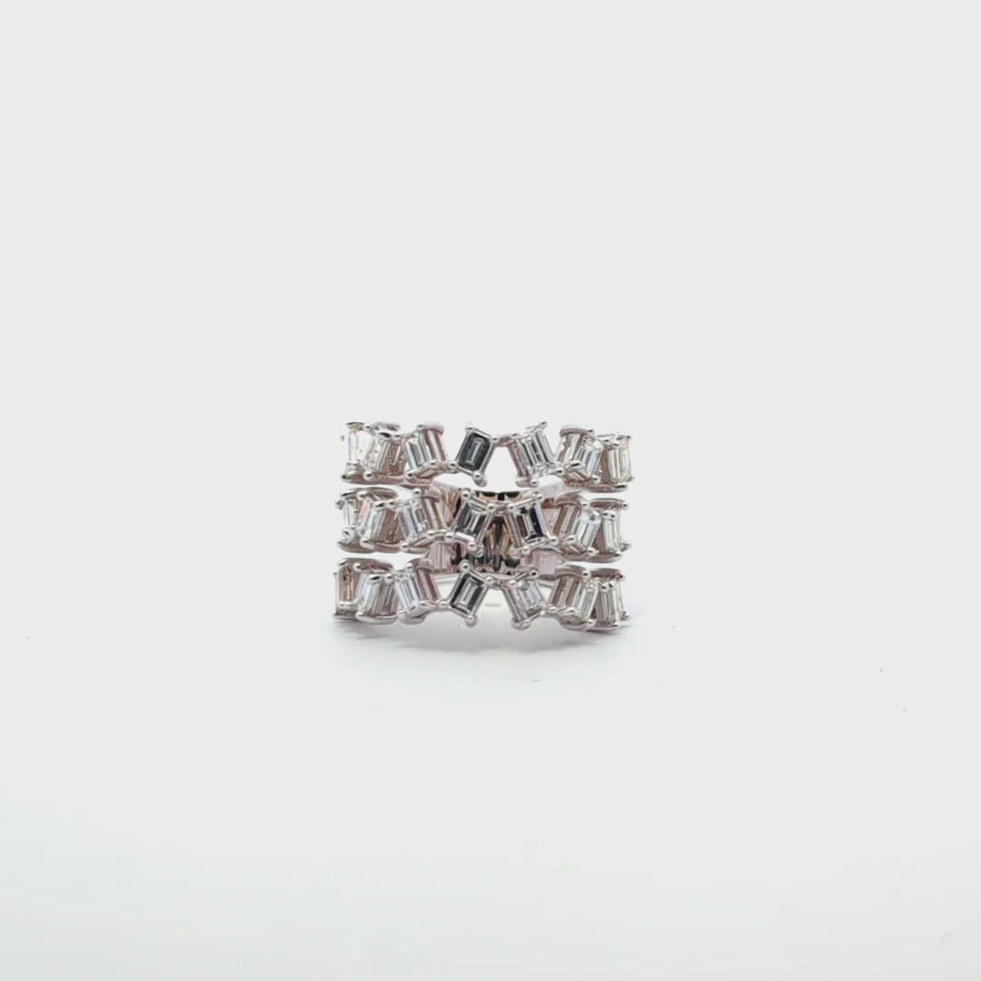 14K White Gold Baguette Diamond Cluster Ring (2.80 ct)
