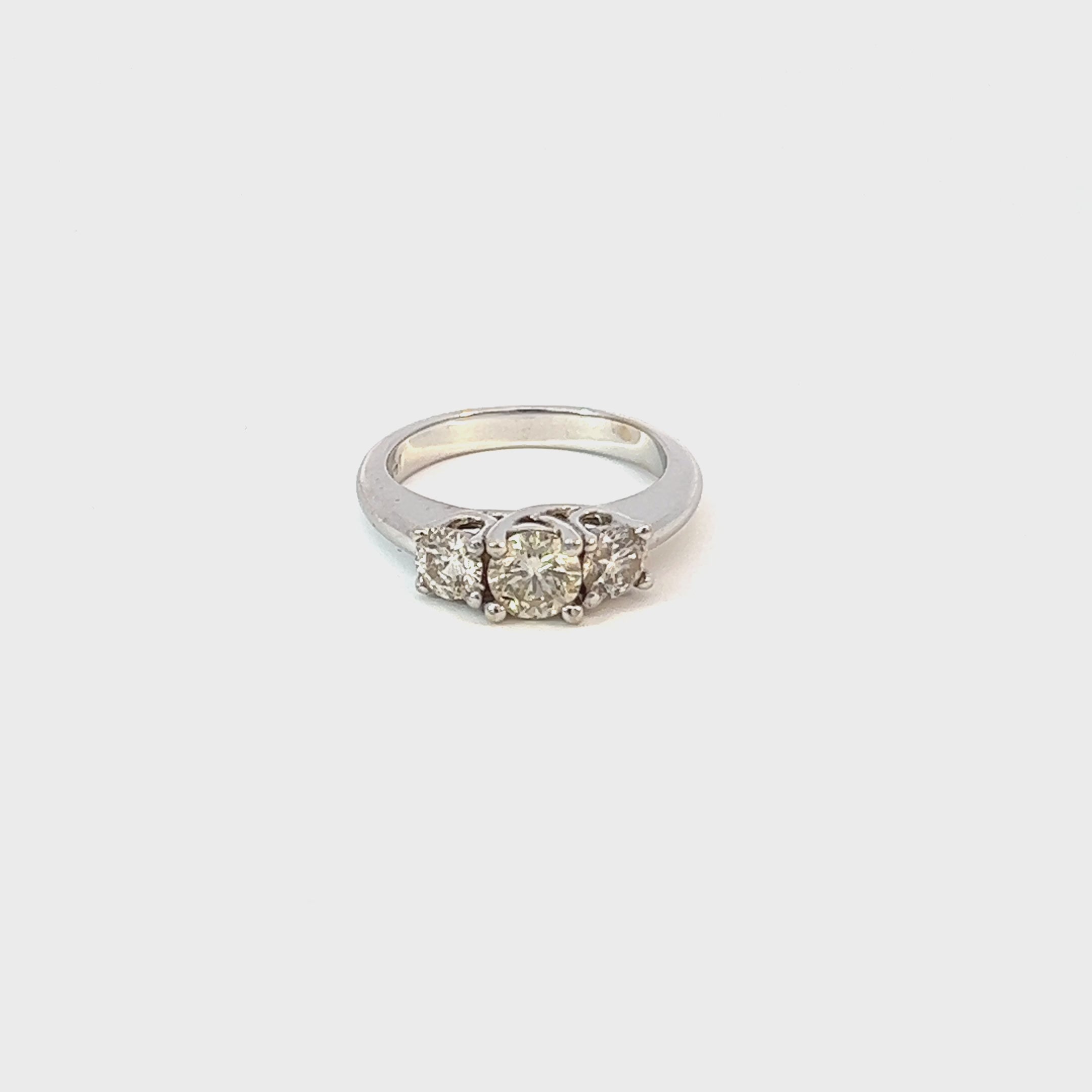 14k White Gold Diamond 1.20 CT. T.W. Princess-Cut Diamond Three Stone Engagement Ring 14 1.20c