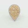 Fancy Yellow Diamond Cluster Tear Drop 14k White Gold Ring
