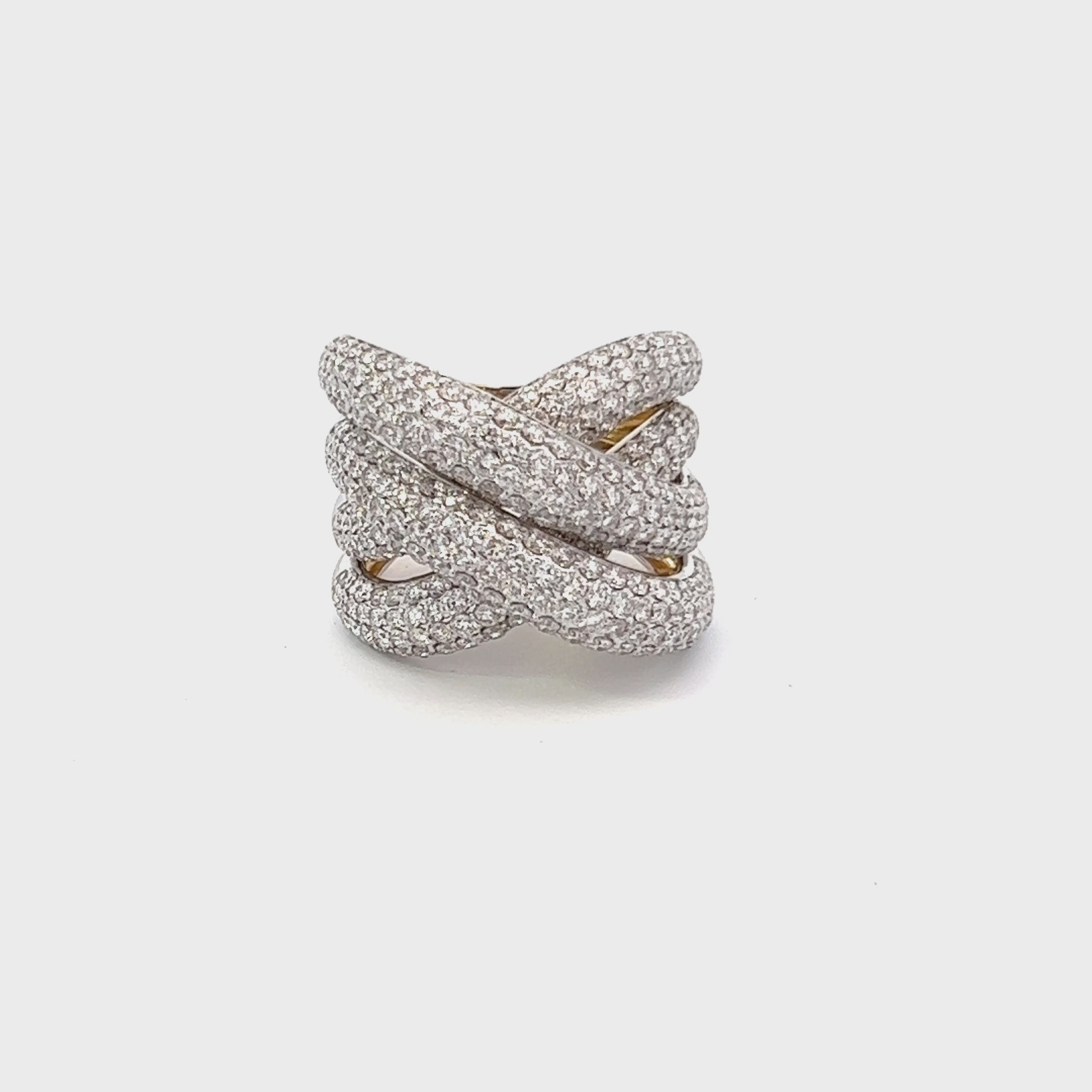 18K Yellow Gold Round Diamond Twist Ring (4.50 ct)